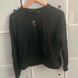 Black Sweatshirt with Red Rose from H&M. Size Med.